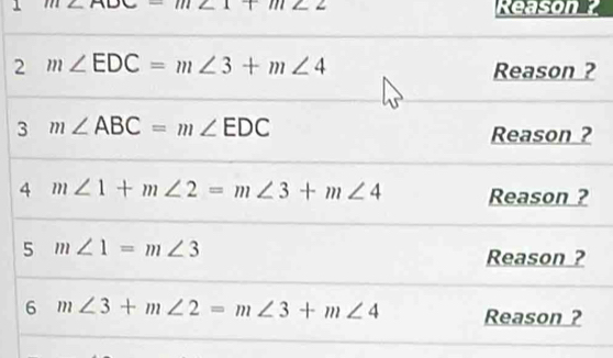 1 ∠ ABC
Reason ?