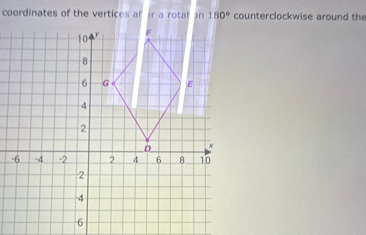 coordinates of the vertices af ar a rotat an 180° counterclockwise around the