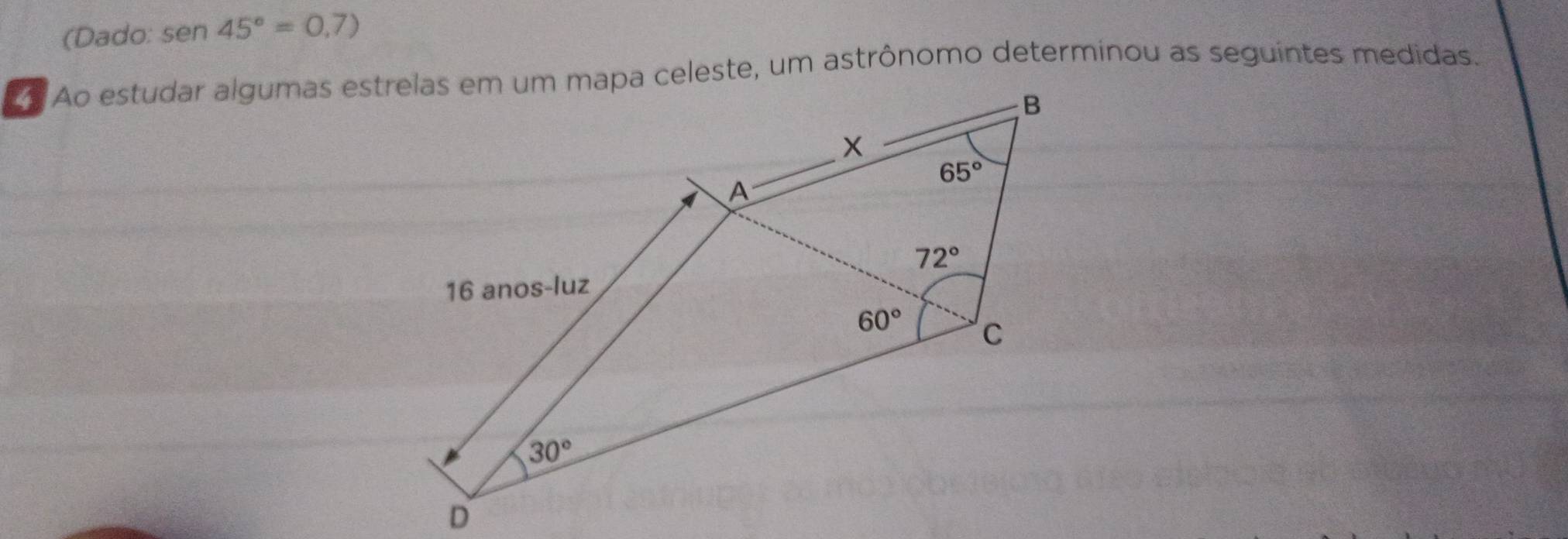 (Dado: sen 45°=0.7)