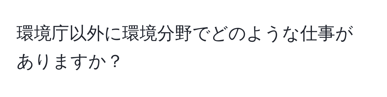 環境庁以外に環境分野でどのような仕事がありますか？