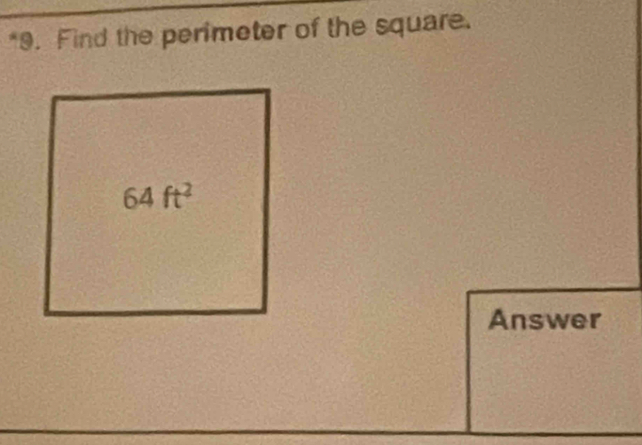 Find the perimeter of the square.
Answer