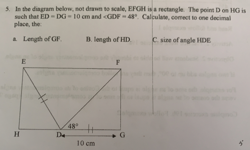 Solved: In the diagram below, not drawn to scale, EFGH is a rectangle ...