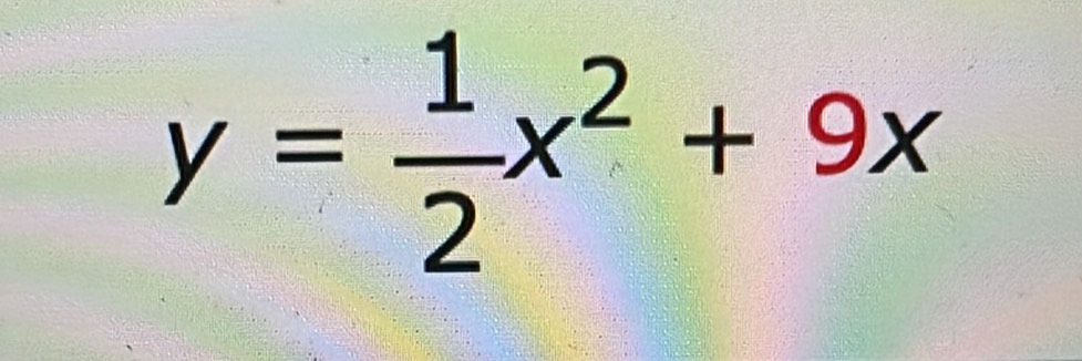 y= 1/2 x^2+9x