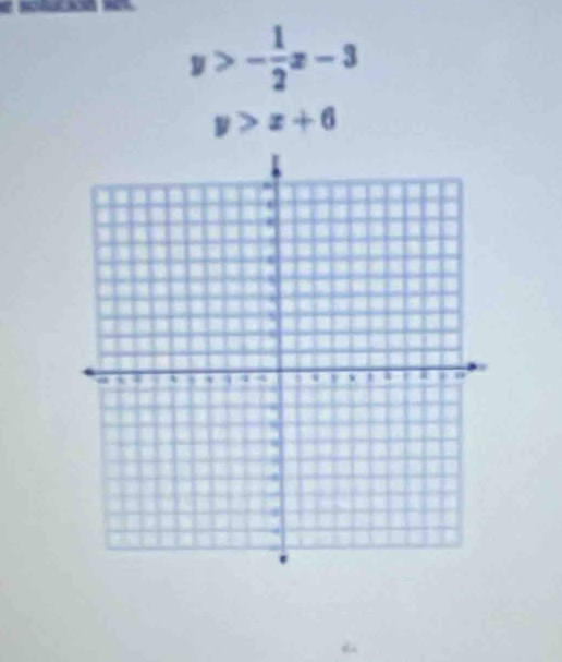 y>- 1/2 x-3
y>x+6