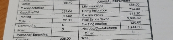 ANNUAL EXPENSES
228.00 Total