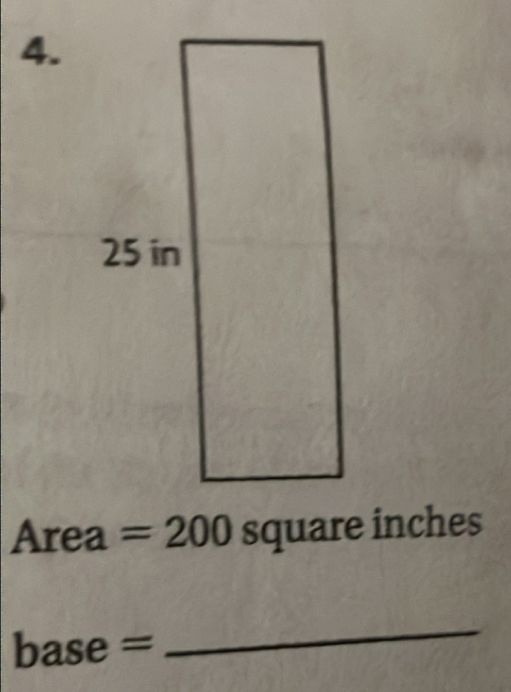 Area =200 square inches
base = 
_