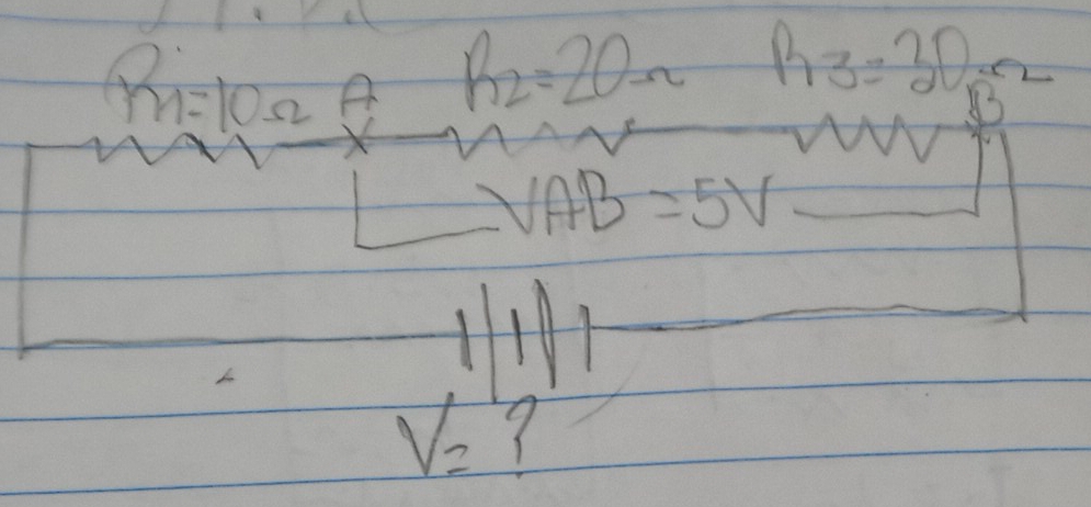 Ri=10Omega R_2=20Omega R_3=30
B^2
VAB=5V
V= 7