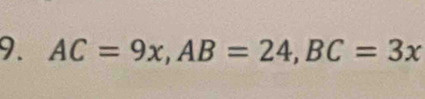 AC=9x, AB=24, BC=3x