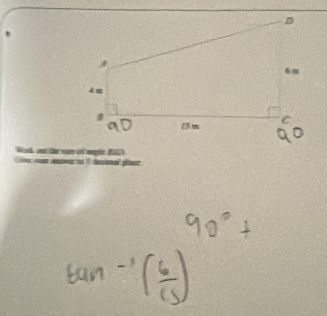 tan -1( 6/15 )^90°+