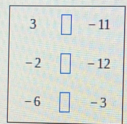 3 - 11
-2 - 12
-6 -3