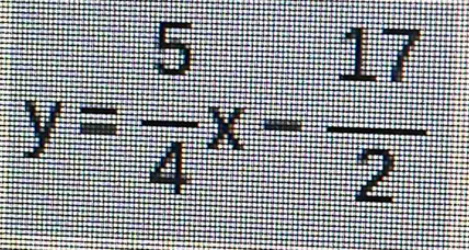 y= 5/4 x- 17/2 