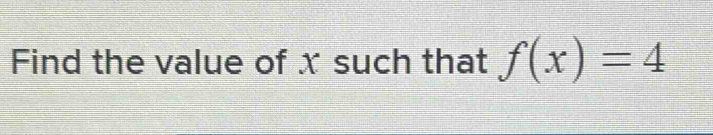 Find the value of x such that f(x)=4