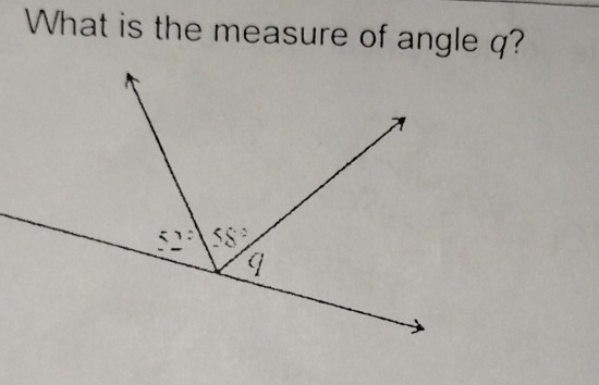 What is the measure of angle q?