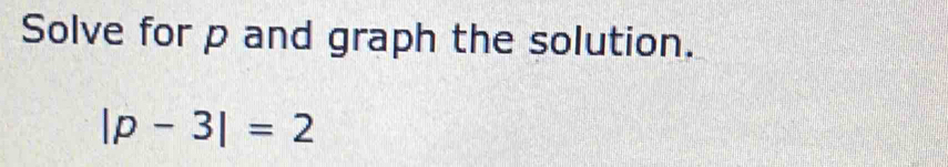 Solve for p and graph the solution.
|p-3|=2