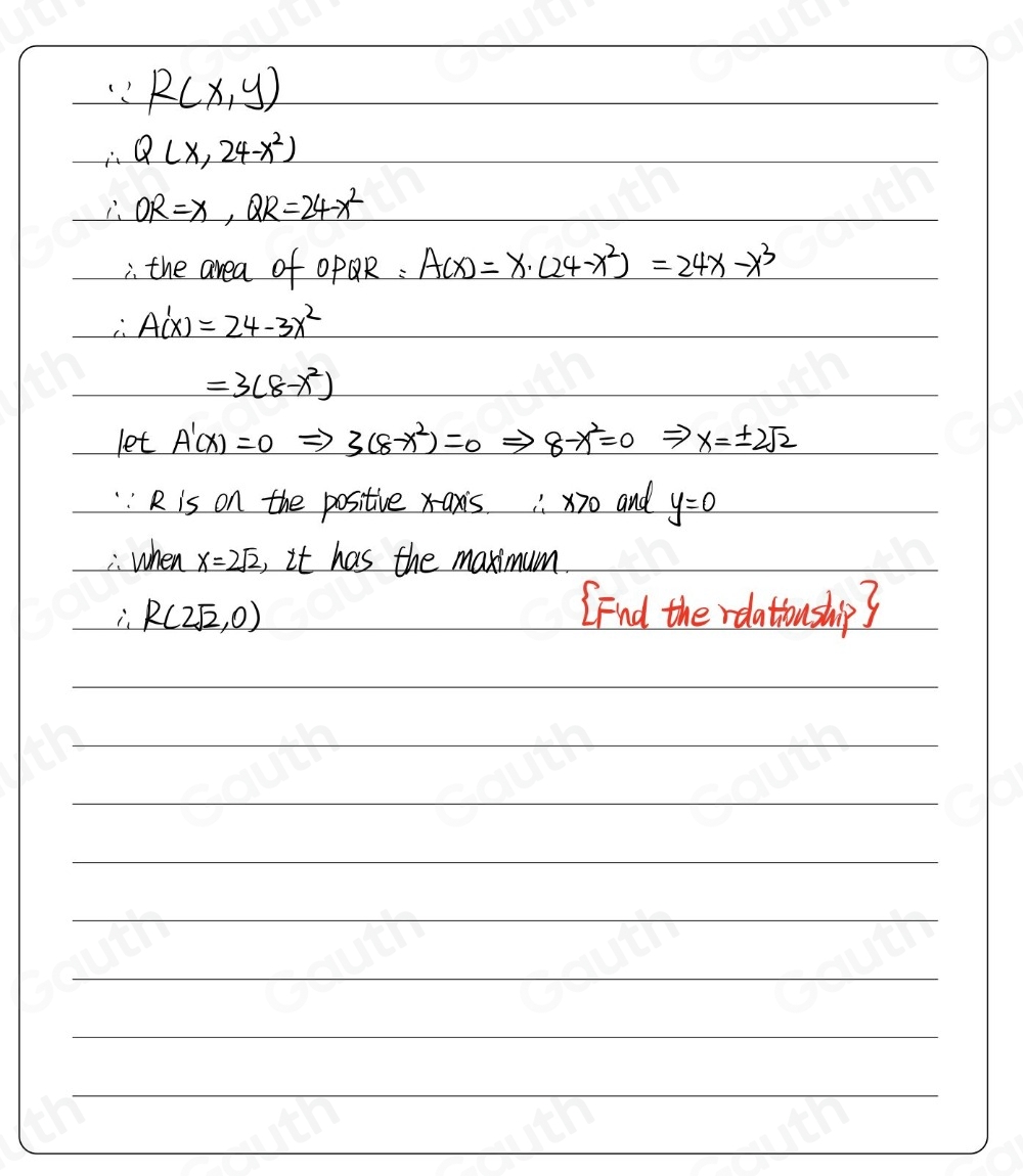 Solved: [Maximum mark: 7] Let f(x)=24-2x^2 , for x∈ R. The following ...