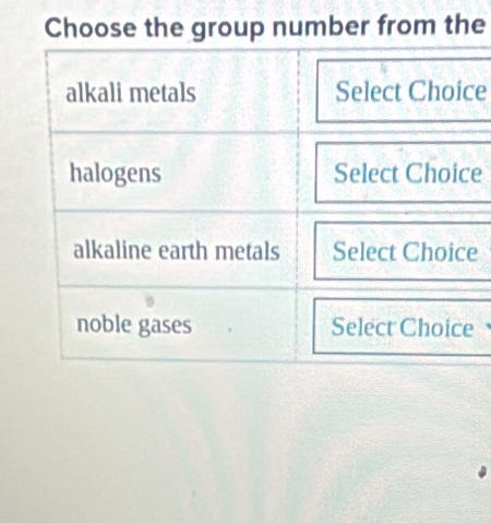 Choose the group number from the
e
e
e
e