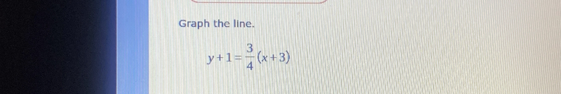 Graph the line.
y+1= 3/4 (x+3)