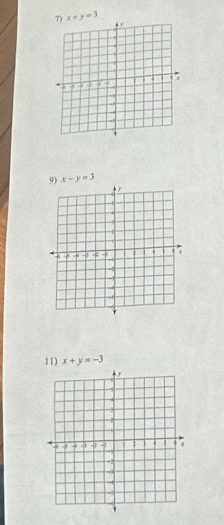 x+y=3
9) x-y=3
11) x+y=-3