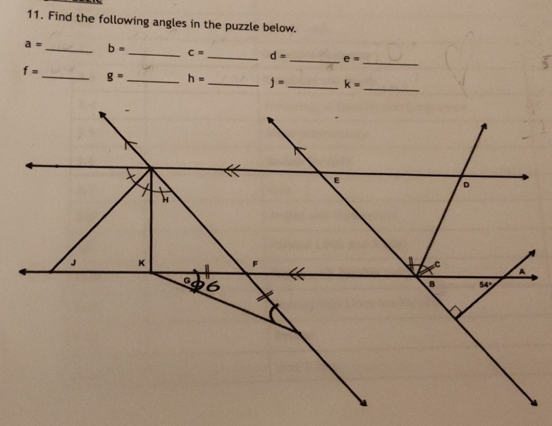 Find the following angles in the puzzle below.
_
a= _ b= _ c= _ d= _ e=
f=
_
g= _ h= _ j= _ k= _