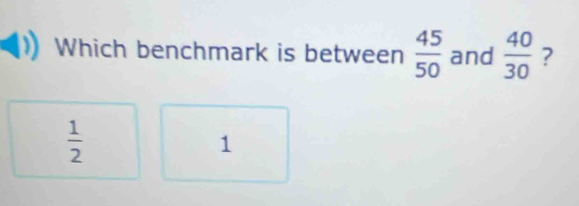 Which benchmark is between  45/50  and  40/30  ?
 1/2 
1