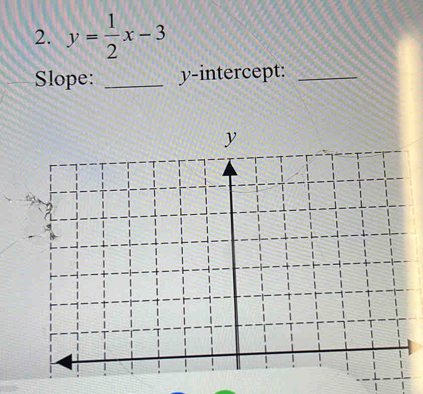 y= 1/2 x-3
Slope: _y-intercept:_