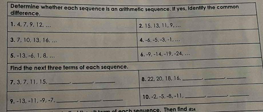 D
of each seauence. Then find # 24