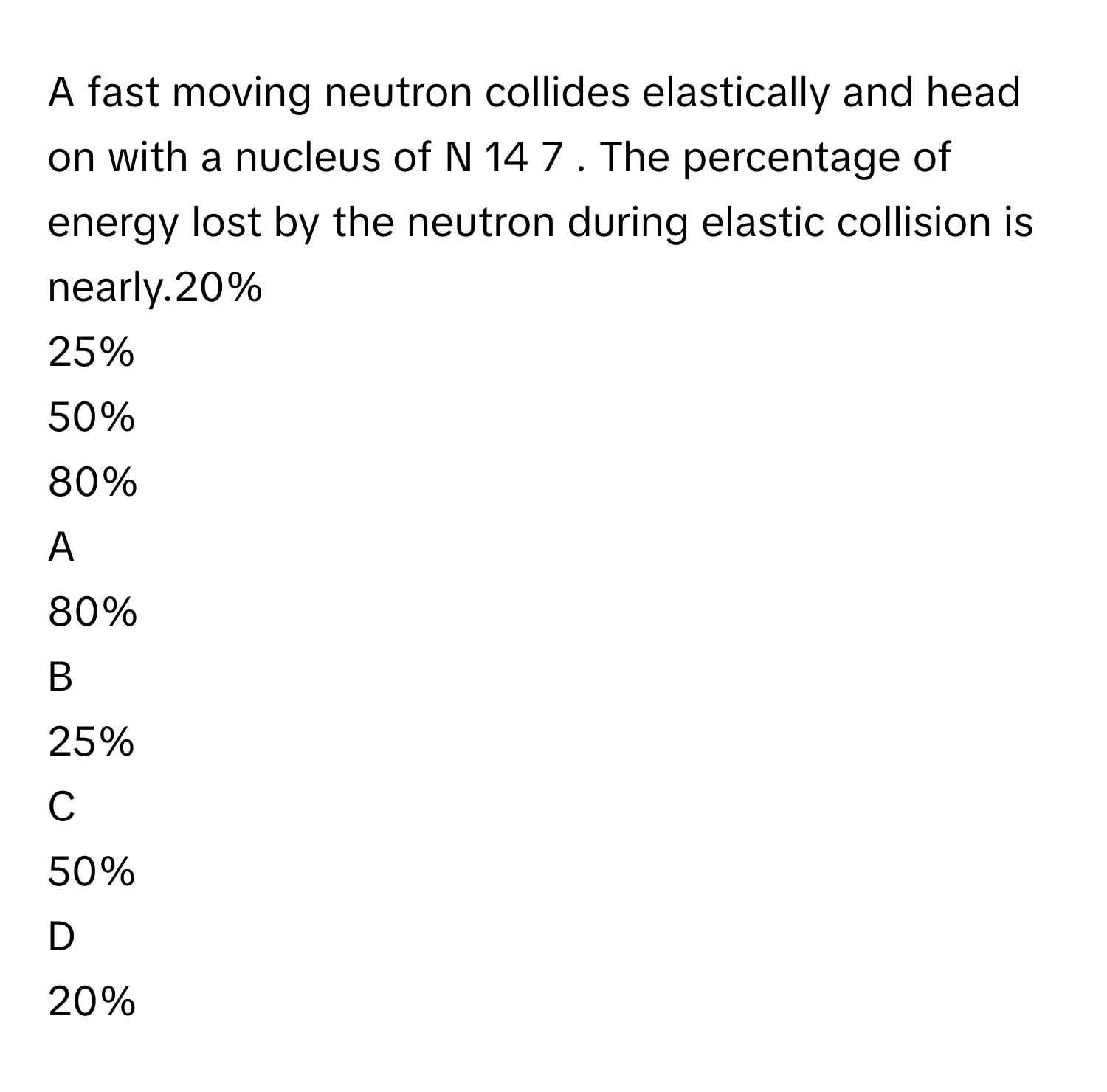 Solved: A fast moving neutron collides elastically and head on with a ...