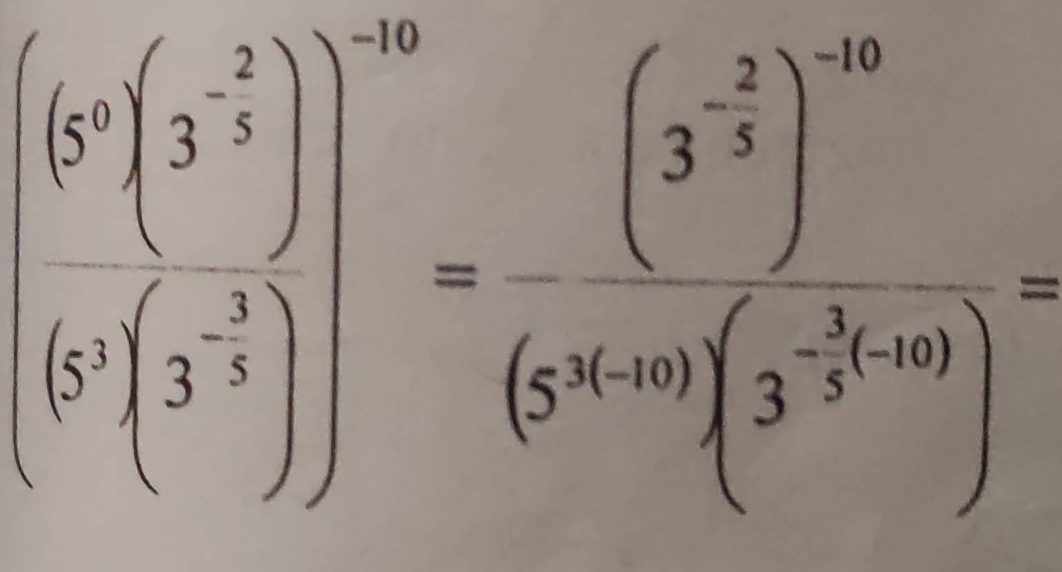 beginbmatrix k^3( 2/3 , 2/3 ) k^3( (-3)/3 )end(bmatrix)^(-10)=frac (3^(-frac 2)3)^-10(5^(0+0)(frac -2)3^(((x+0)))^2)=