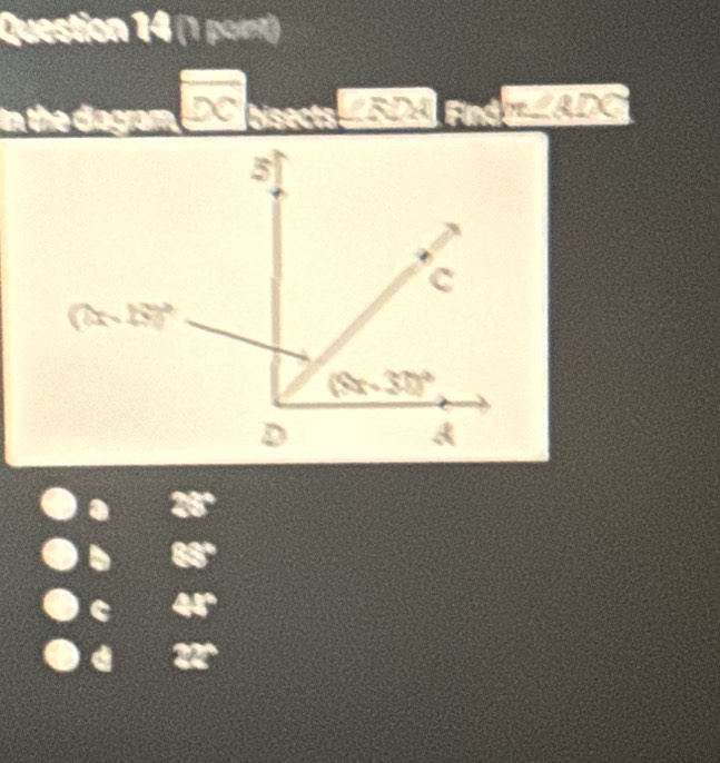 in the diagram, N X bisects ∠EDA. Find ∠ADC
25°
66°
c 4r
d w