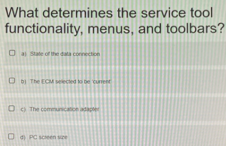 Solved: What determines the service tool functionality, menus, and ...