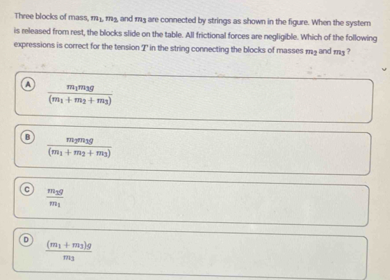 Solved: Three blocks of mass, m_1, m_2 and m are connected by strings ...