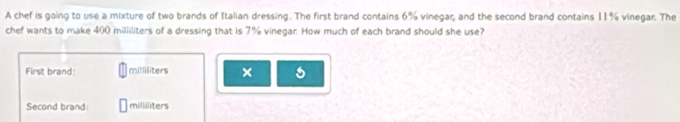 Solved: A chef is going to use a mixture of two brands of Italian ...