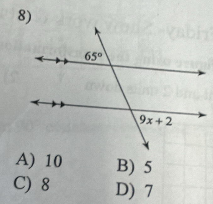 A) 10
B) 5
C) 8
D) 7