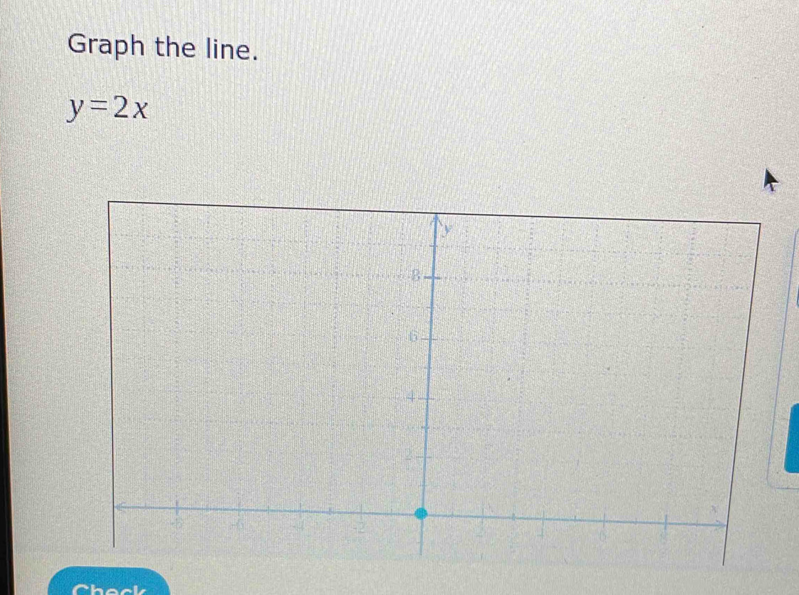 Graph the line.
y=2x
Check