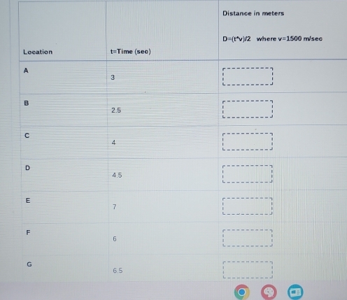 Distance in meters