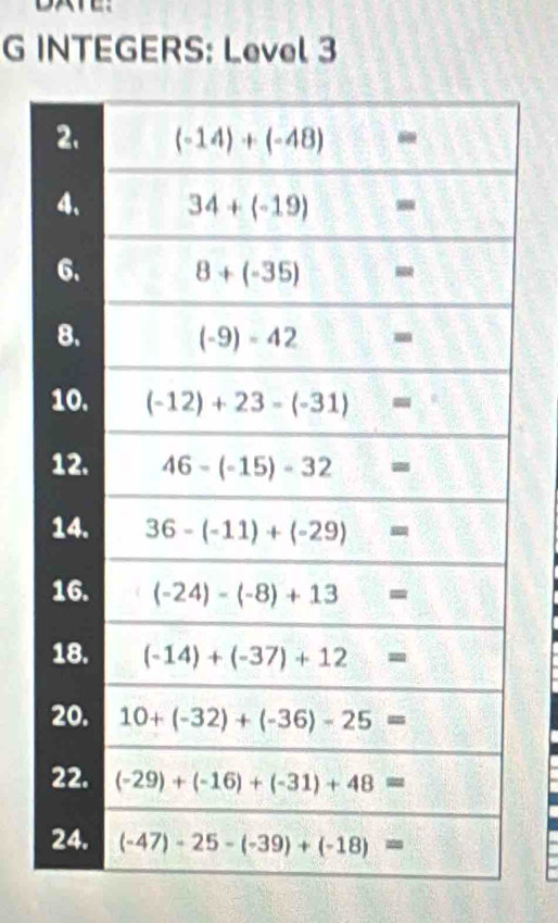 INTEGERS: Level 3