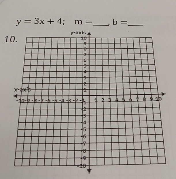 y=3x+4; m= _ b= _ 
1