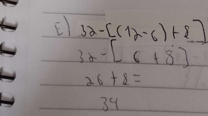 32-[(12-6)+8]
32-[6+8]
26+8=
39