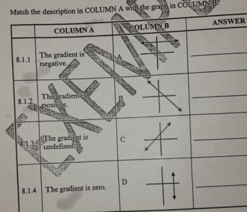 in COLUMN A with the graph in COLUMN B. 
ER