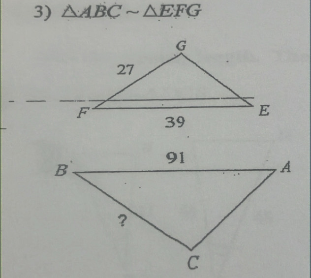 △ ABCsim △ EFG