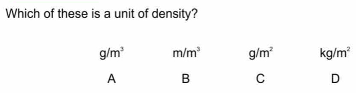 Which of these is a unit of density?