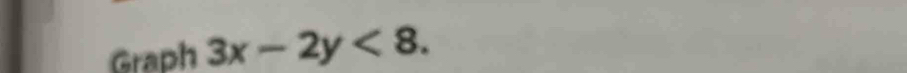 Graph 3x-2y<8</tex>.