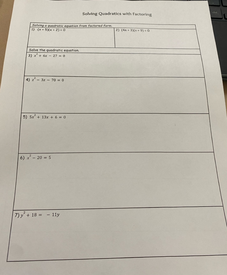 Solving Quadratics with