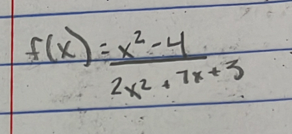 f(x)= (x^2-4)/2x^2+7x+3 