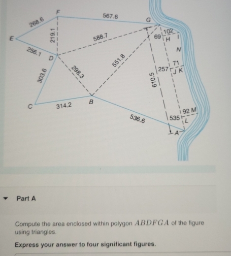 Solved: Compute the area enclosed within polygon ABD.FGA of the figure ...