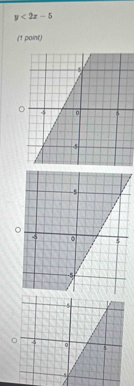 y<2x-5</tex> 
(1 point)