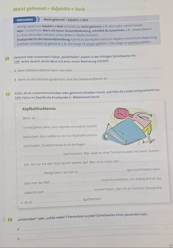 Gelöst:Meist getrennt - Adjektiv + Verb Information Meist getrennt ...