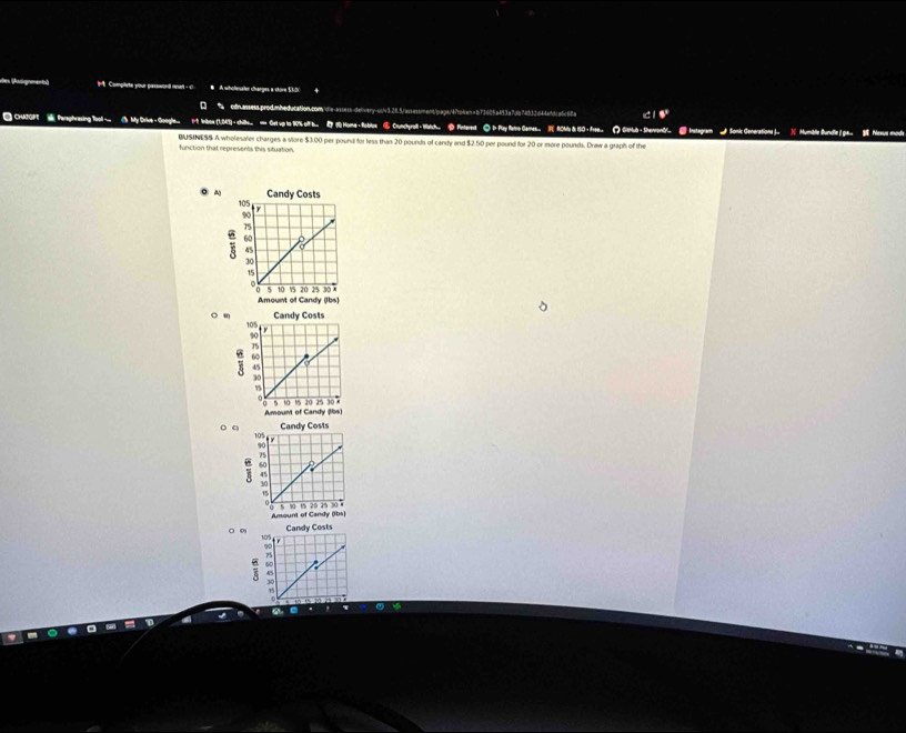 Aa M. Complète pour prssson vrs wholenaten charges a store $15
28.5/wssassment/pags/4/to4en=b73605a493a7db74533d44afdca5c6a c 
□ CH2GPT Peraghrasing ool (1.11) chile. … Gvl up to 90% olb.. Home-Robilse④ Cunchyrall Watch。● Finterest ② I Pay Raro Games ACMs & 1SO -free.. Ω G · 1 
function that represents this situation. BUSINESS A wholesater charges a store $3.00 per pound for tess than 20 pounds of candy and $2.50 per pound for 20 or more pounds. Draw a graph of the 
~ 
○ m 
0