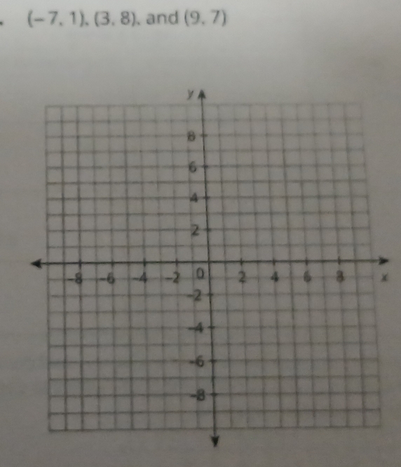 (-7,1),(3,8) , and (9,7)
x