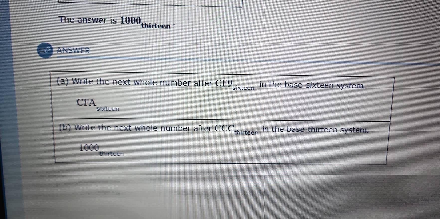 The answer is 1000 thirteen '
ANSWER